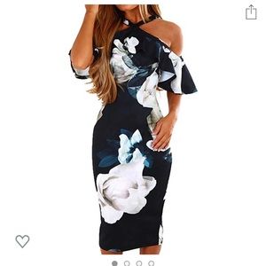 Floral printed ruffle midi dress from Amazon. Worn once. Small & medium.